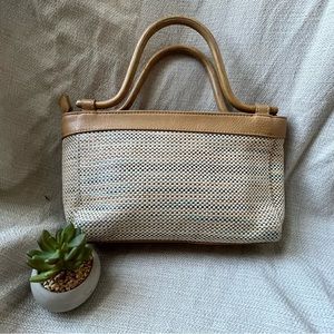 Worthington Clutch Style Bag with Wooden Handles